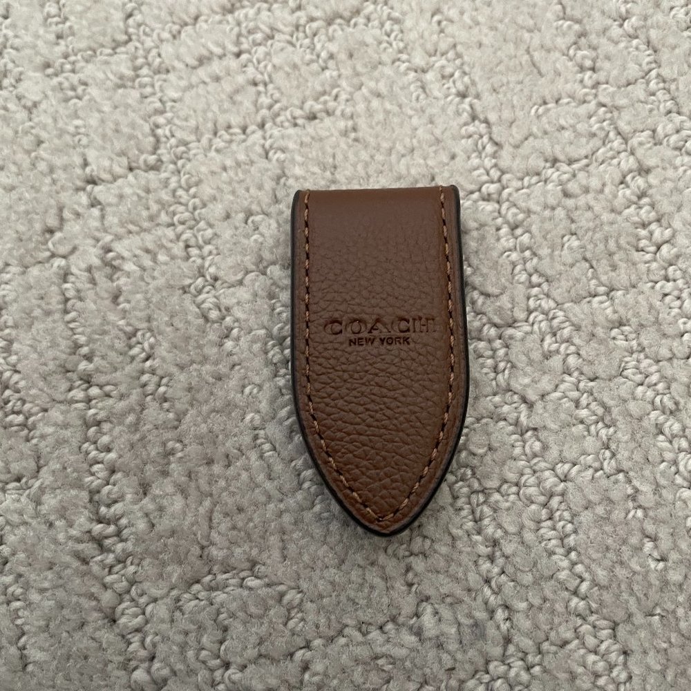 Coach Leather Money Clip - Saddle